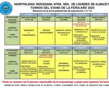 Cuadrante turnos Stand feria 2025